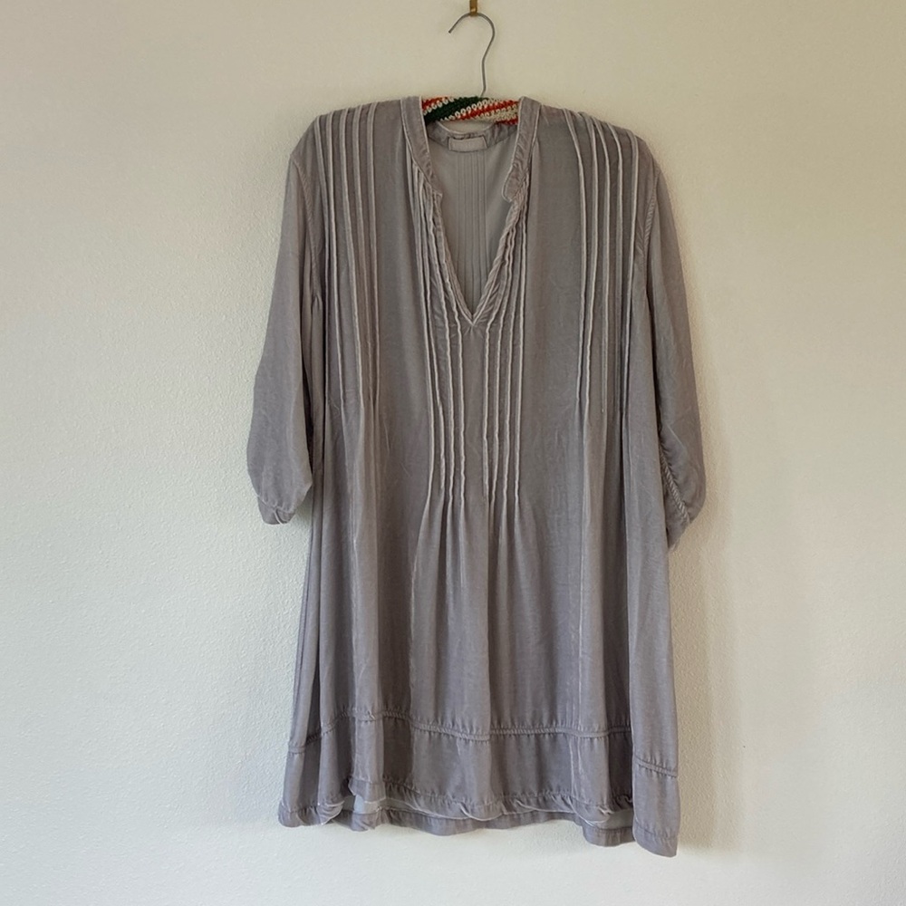 CP SHADES 🩶Silk & Rayon Silver Velvet Tunic Mini dress size Large made in USA